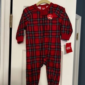 Christmas plaid footed pajamas, size 12 months, NWT